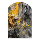 Mustard Yellow And Vivid Gray V - Asymmetric Metal Wall Art