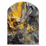 Mustard Yellow And Vivid Gray V - Asymmetric Metal Wall Art