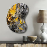 Mustard Yellow And Vivid Gray V - Asymmetric Metal Wall Art