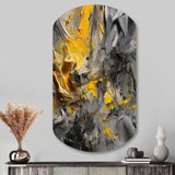 Mustard Yellow And Vivid Gray V - Asymmetric Metal Wall Art