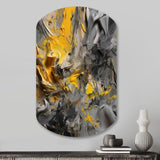 Mustard Yellow And Vivid Gray V - Asymmetric Metal Wall Art