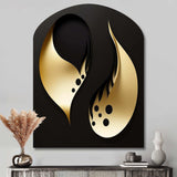 Golden Droplets On Black - Asymmetric Metal Wall Art