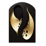 Golden Droplets On Black - Asymmetric Metal Wall Art