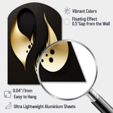 Golden Droplets On Black - Asymmetric Metal Wall Art