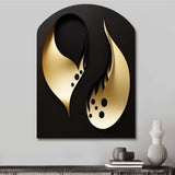 Golden Droplets On Black - Asymmetric Metal Wall Art