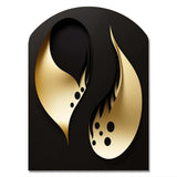 Golden Droplets On Black - Asymmetric Metal Wall Art