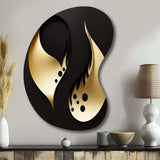 Golden Droplets On Black - Asymmetric Metal Wall Art