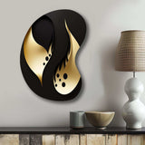 Golden Droplets On Black - Asymmetric Metal Wall Art