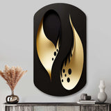 Golden Droplets On Black - Asymmetric Metal Wall Art