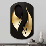 Golden Droplets On Black - Asymmetric Metal Wall Art