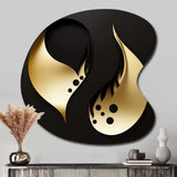 Golden Droplets On Black - Asymmetric Metal Wall Art