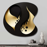 Golden Droplets On Black - Asymmetric Metal Wall Art