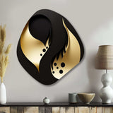 Golden Droplets On Black - Asymmetric Metal Wall Art