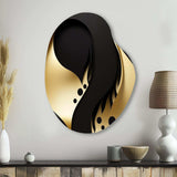 Golden Droplets On Black - Asymmetric Metal Wall Art