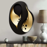 Golden Droplets On Black - Asymmetric Metal Wall Art