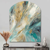 Golden Hour In Turquoise Waves IV - Asymmetric Metal Wall Art