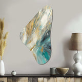 Golden Hour In Turquoise Waves IV - Asymmetric Metal Wall Art