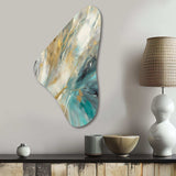 Golden Hour In Turquoise Waves IV - Asymmetric Metal Wall Art