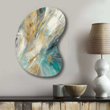 Golden Hour In Turquoise Waves IV - Asymmetric Metal Wall Art