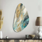 Golden Hour In Turquoise Waves IV - Asymmetric Metal Wall Art