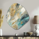 Golden Hour In Turquoise Waves IV - Asymmetric Metal Wall Art