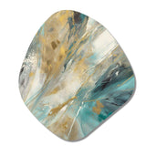 Golden Hour In Turquoise Waves IV - Asymmetric Metal Wall Art