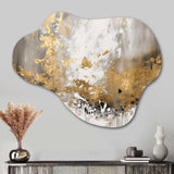 Gold and White Abstract - Asymmetric Metal Wall Art