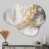 Gold and White Colliding Abstract - Asymmetric Metal Wall Art