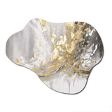 Gold and White Colliding Abstract - Asymmetric Metal Wall Art