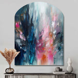 Blue and Pink Explosion Abstract - Asymmetric Metal Wall Art