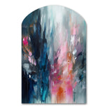 Blue and Pink Explosion Abstract - Asymmetric Metal Wall Art