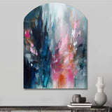 Blue and Pink Explosion Abstract - Asymmetric Metal Wall Art