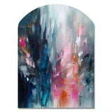 Blue and Pink Explosion Abstract - Asymmetric Metal Wall Art