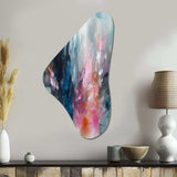 Blue and Pink Explosion Abstract - Asymmetric Metal Wall Art