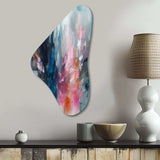 Blue and Pink Explosion Abstract - Asymmetric Metal Wall Art