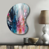 Blue and Pink Explosion Abstract - Asymmetric Metal Wall Art