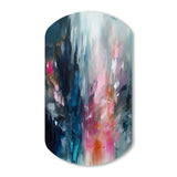 Blue and Pink Explosion Abstract - Asymmetric Metal Wall Art