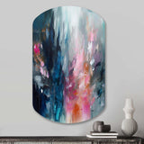 Blue and Pink Explosion Abstract - Asymmetric Metal Wall Art