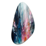 Blue and Pink Explosion Abstract - Asymmetric Metal Wall Art