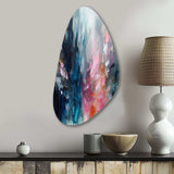 Blue and Pink Explosion Abstract - Asymmetric Metal Wall Art