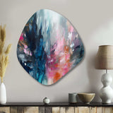 Blue and Pink Explosion Abstract - Asymmetric Metal Wall Art