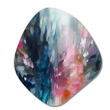 Blue and Pink Explosion Abstract - Asymmetric Metal Wall Art