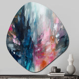 Blue and Pink Explosion Abstract - Asymmetric Metal Wall Art