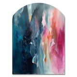 Blue and Pink Spatula Abstract - Asymmetric Metal Wall Art