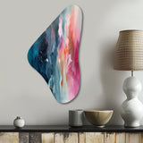 Blue and Pink Spatula Abstract - Asymmetric Metal Wall Art