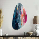 Blue and Pink Spatula Abstract - Asymmetric Metal Wall Art