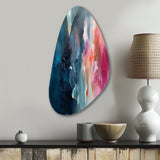 Blue and Pink Spatula Abstract - Asymmetric Metal Wall Art