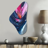 Blue and Pink Textured Art - Asymmetric Metal Wall Art