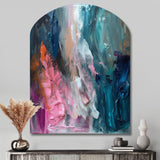 Modern Blue and Pink Abstract - Asymmetric Metal Wall Art