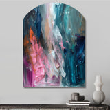 Modern Blue and Pink Abstract - Asymmetric Metal Wall Art